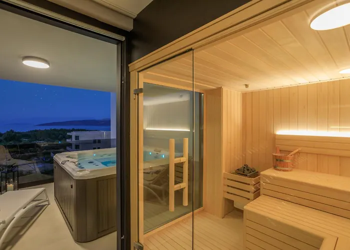 Deluxe With Heated Pool, Whirpool, Sea View, Beautiful Iv - By Traveler Tourist Agency Krk Id 2403 *